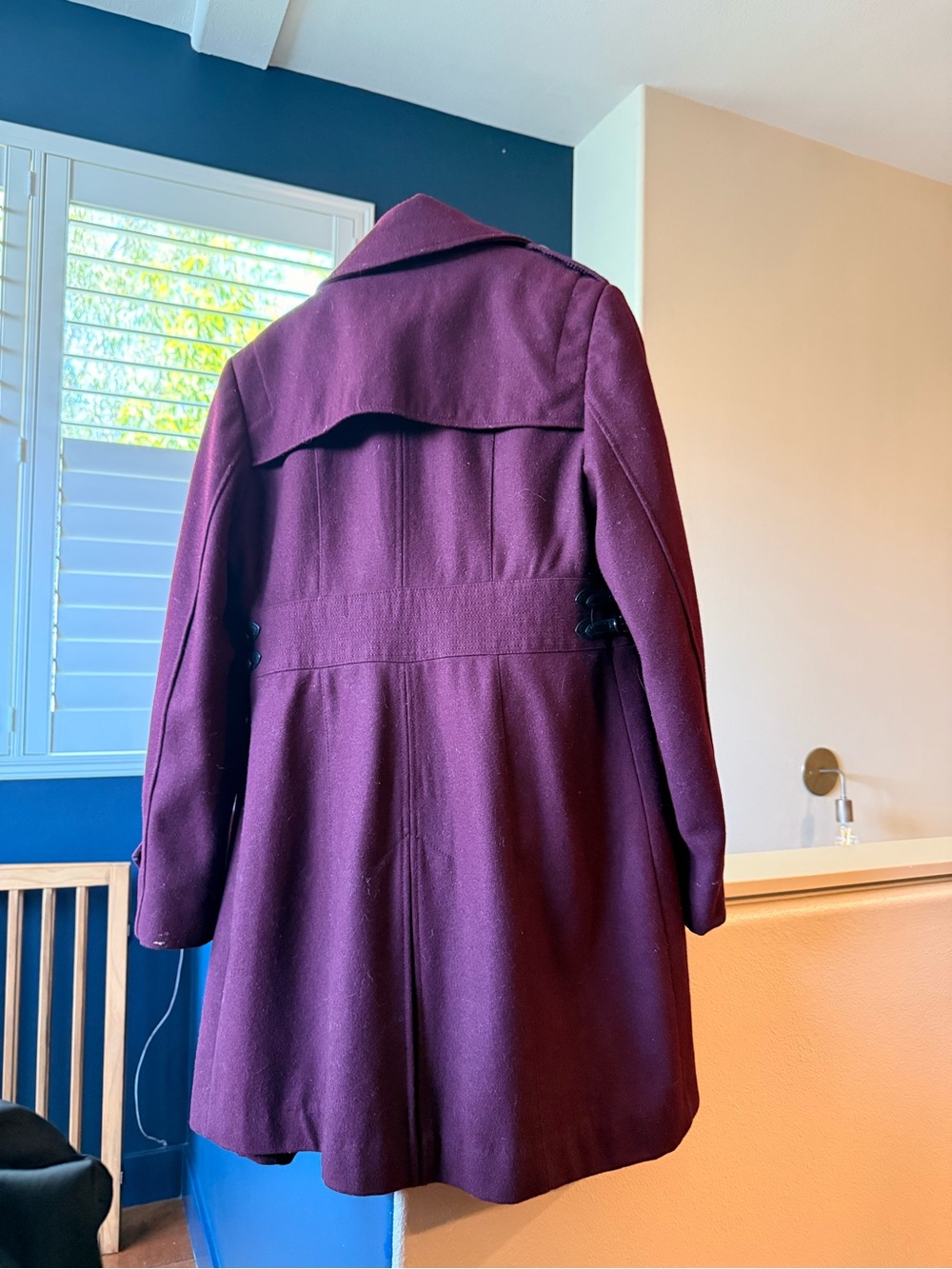 Kenneth Cole New York Deep Burgundy Wool-Blend Trench Coat